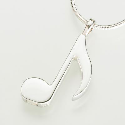 14K white gold music note cremation pendant necklace
